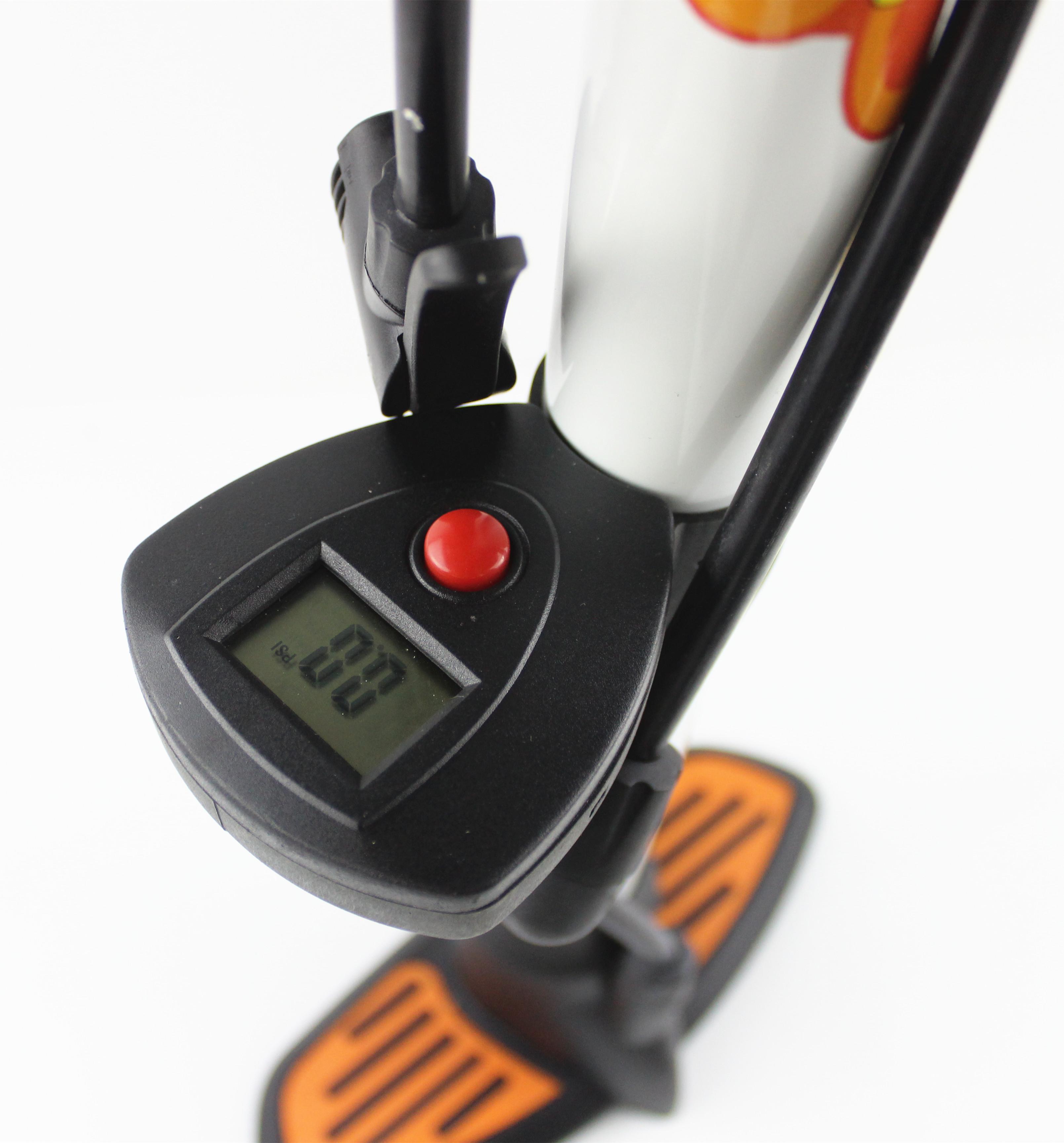 Xtreme Bright Air Bike Pump, Built­In Digital Pressure Gauge, 3 Inflation NeedlesEasy Connect