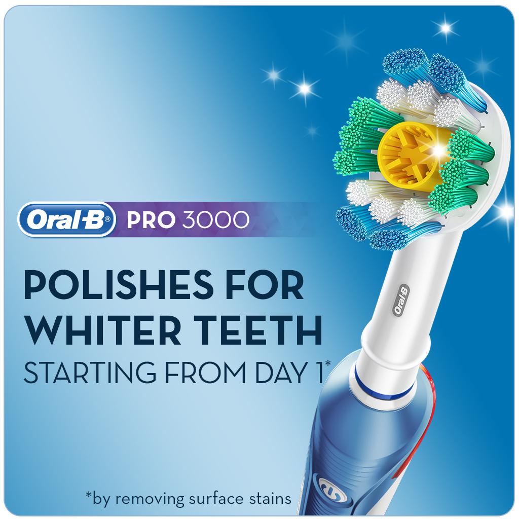 OralB Pro 3000 3D White Electric Power Rechargeable Battery Toothbrush with 3D White Refill