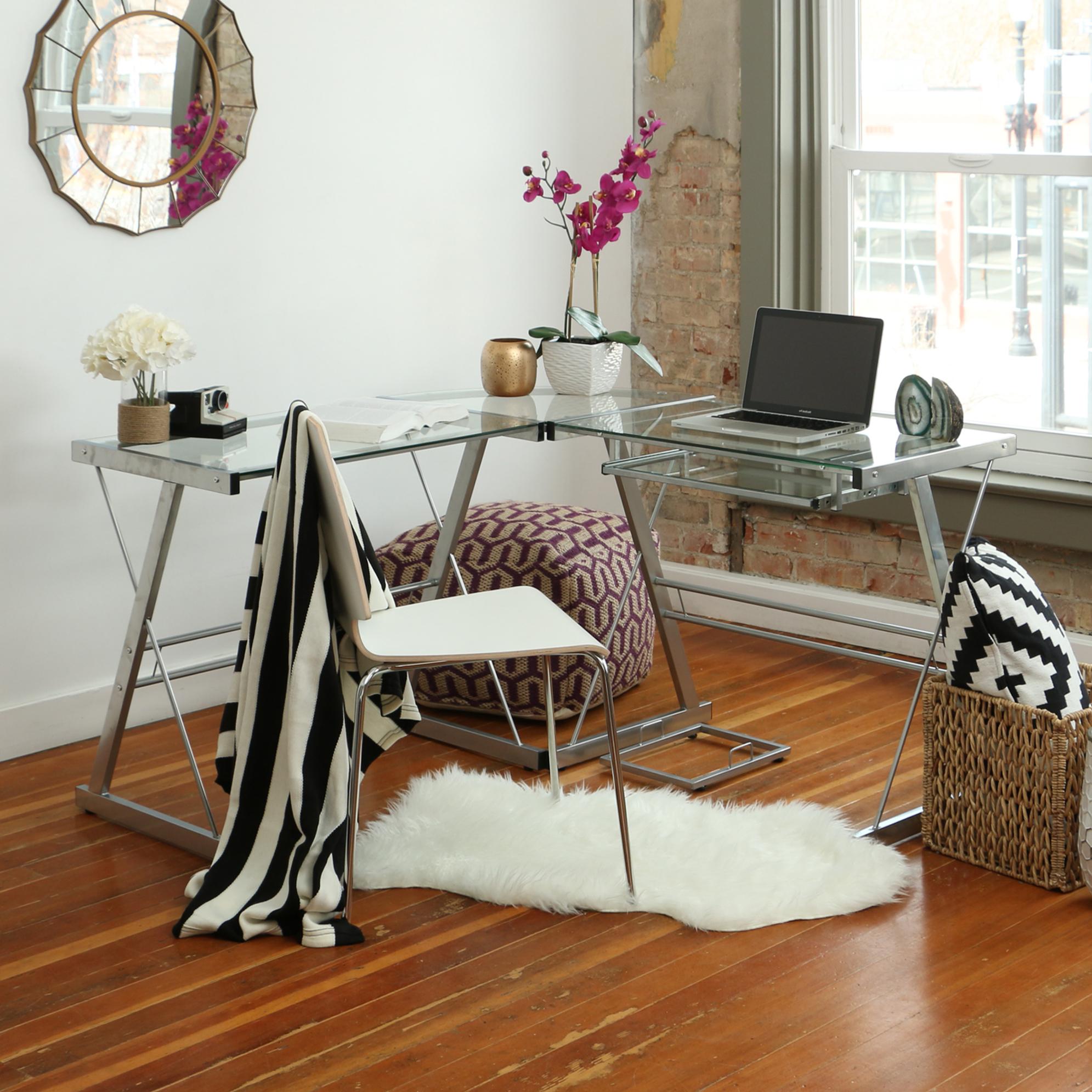 Walker Edison Soreno 3Piece Corner Desk, Black with Black Glass Amazon.ca Home & Kitchen