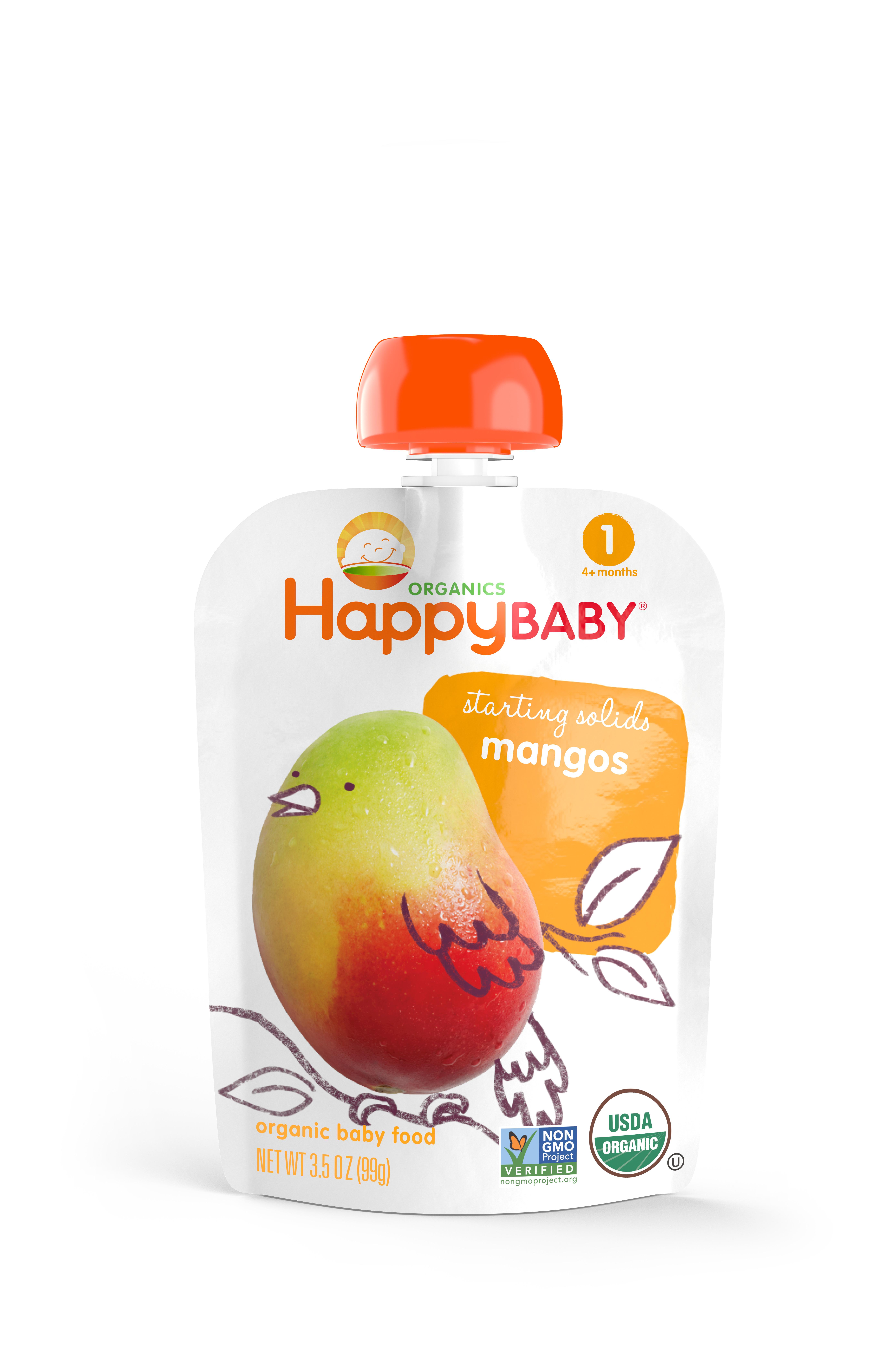 Happy Baby Organic Stage 1 Baby Food, Starting Solids, Mangos, 3.5 oz