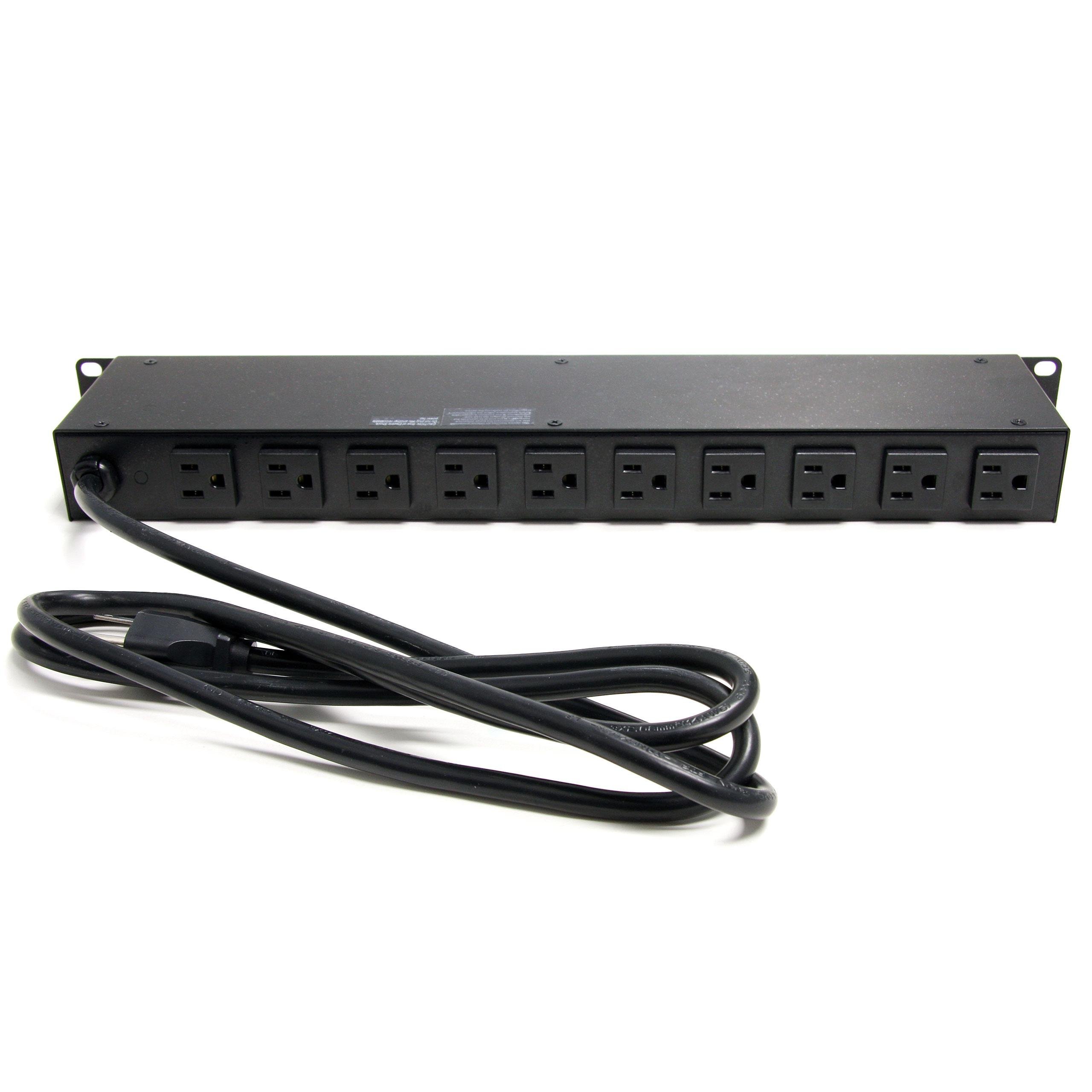 16 Outlet Horizontal 1U Rack Mount PDU Power Strip for