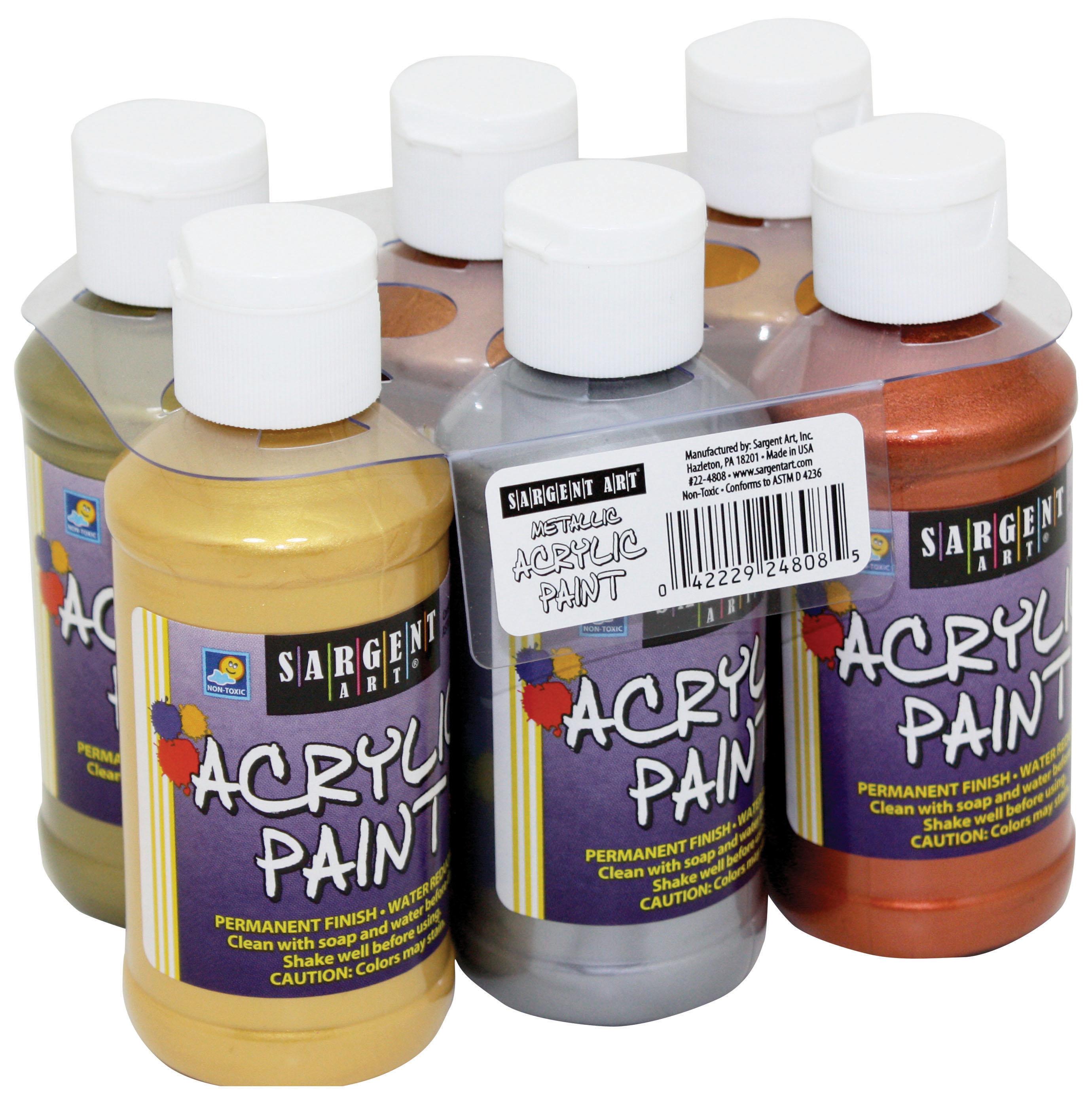 Sargent Art 224808 6 Pack 4Ounce Metallic Acrylic Paint Set Amazon