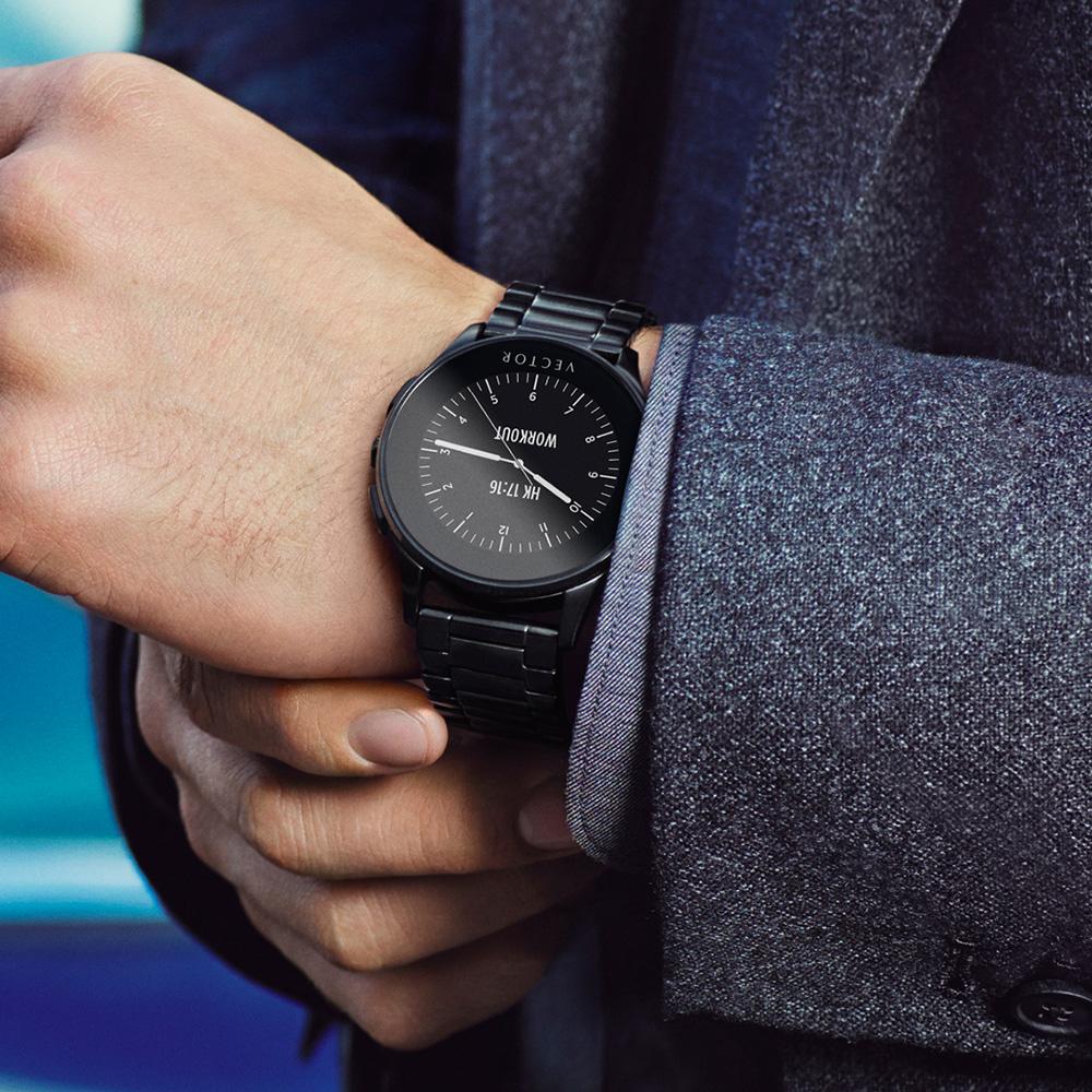 Vector Meridian Smart Watch Steel with Black Leather Amazon.ca Cell