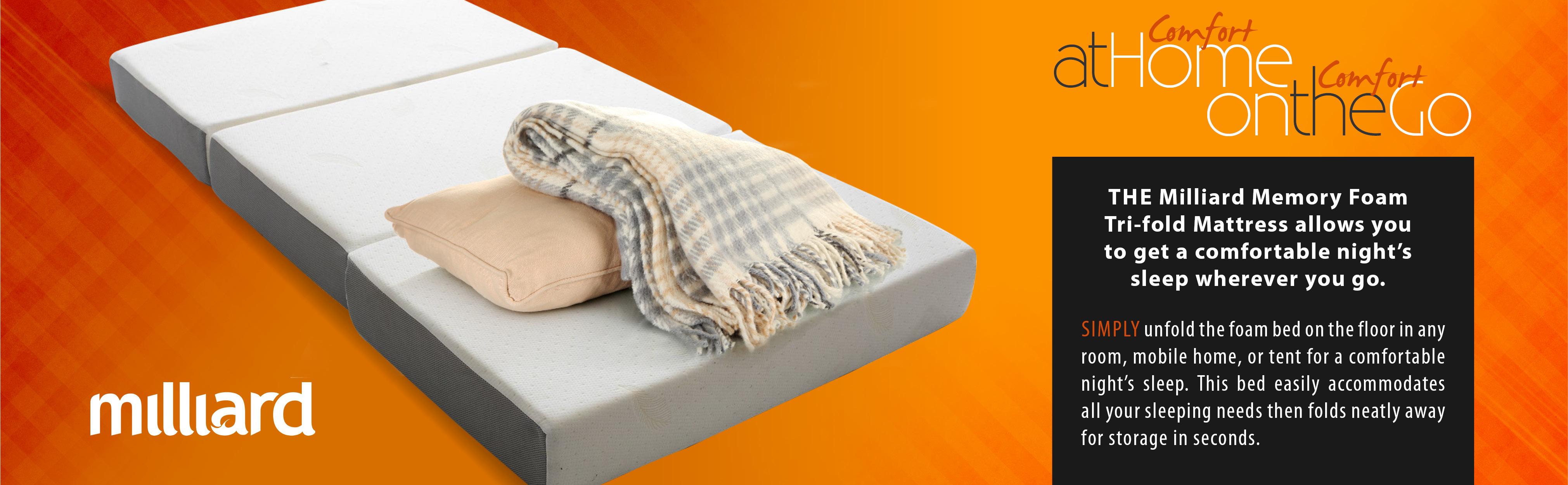 Milliard 6Inch Memory Foam Trifold Mattress with Ultra Soft Removable