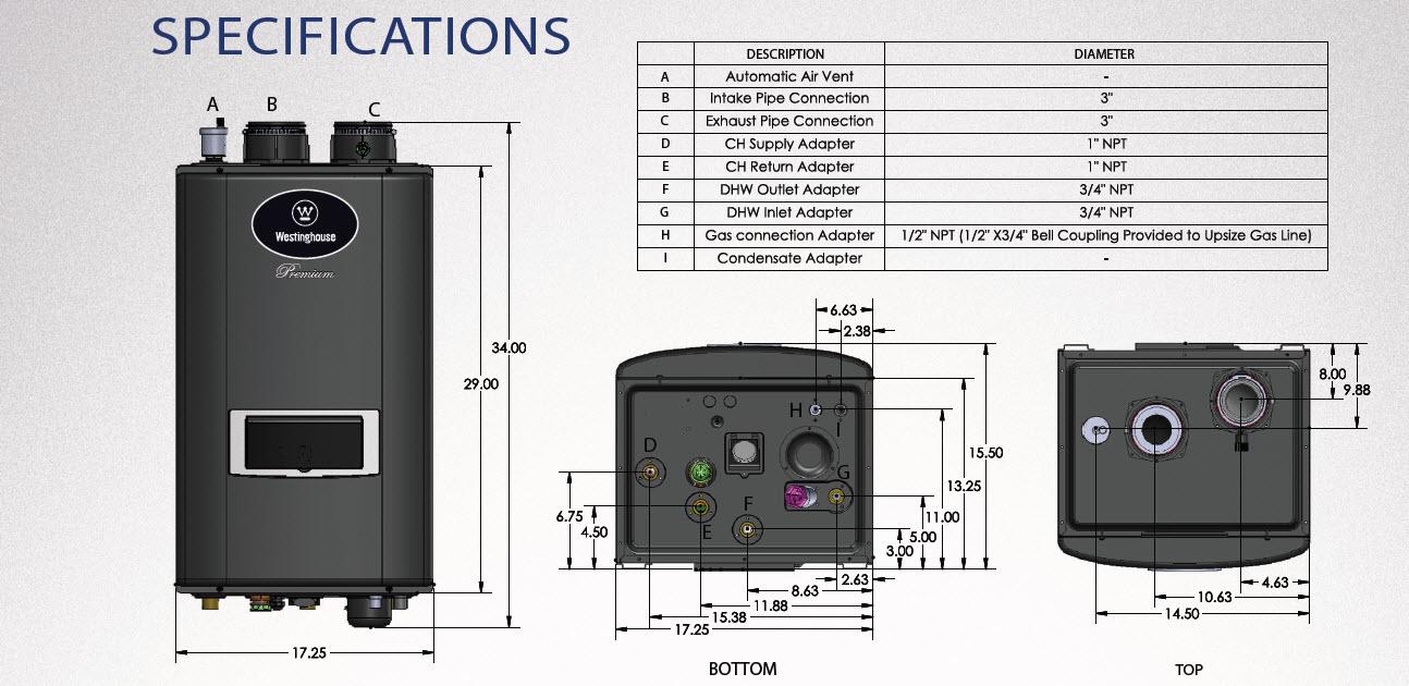Westinghouse WBRCNG140W 140K BTU Space Heating Boiler with Optional