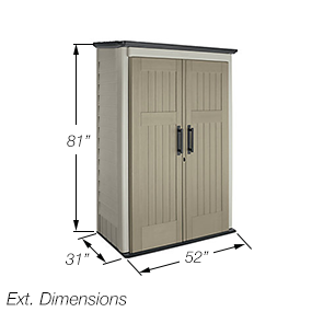 rubbermaid plastic large vertical outdoor storage shed, 52