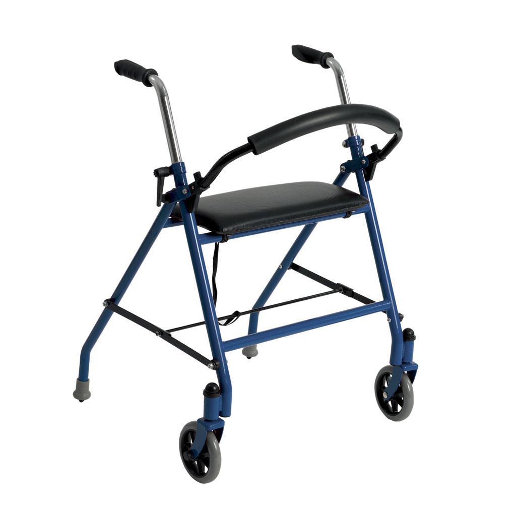 Drive Medical Two Wheeled Walker with Seat, Blue, 1 Each 1 count