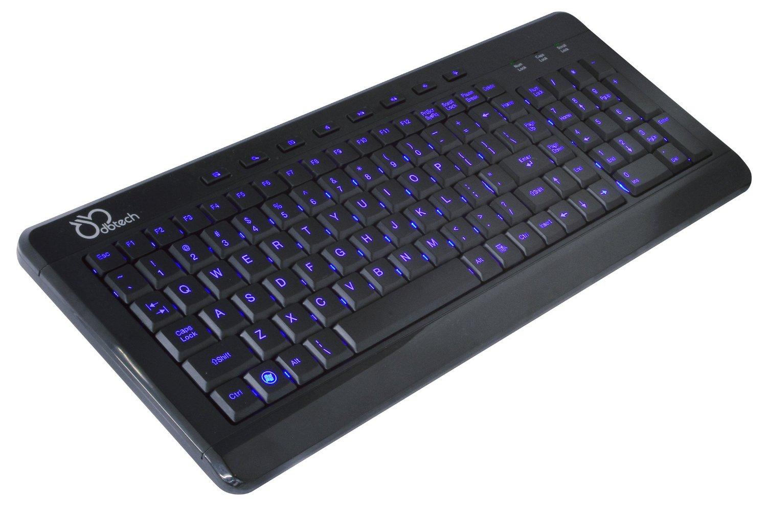 DBTech Full Size Multimedia USB Backlit LED Lighted Keyboard w/Blue
