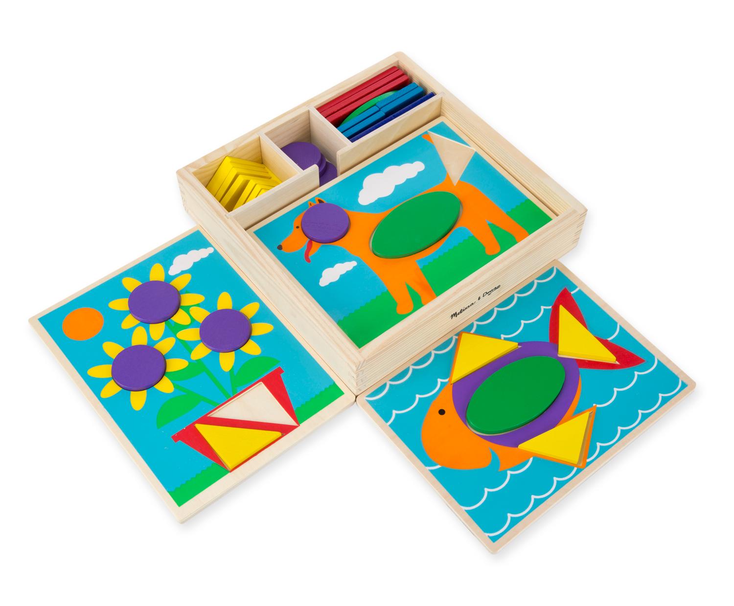 Melissa & Doug Beginner Wooden Pattern Blocks Educational Toy With 5