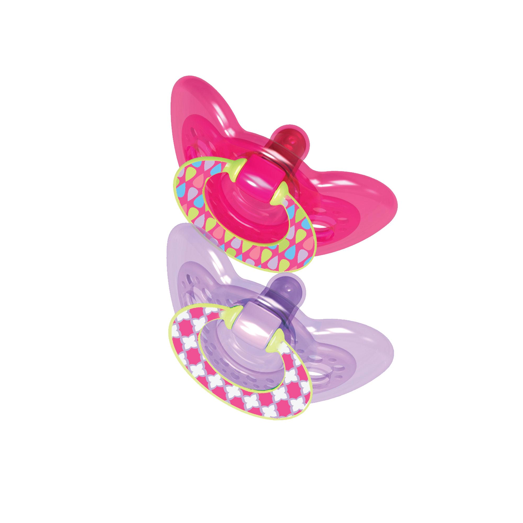 The First Years Gumdrop Pacifier, 618 Months, Pink/Purple, 2 Count