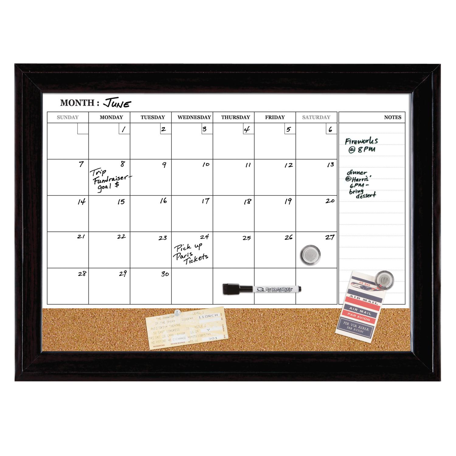Quartet Dry Erase Calendar Board Magnetic Combination Dry Erase 