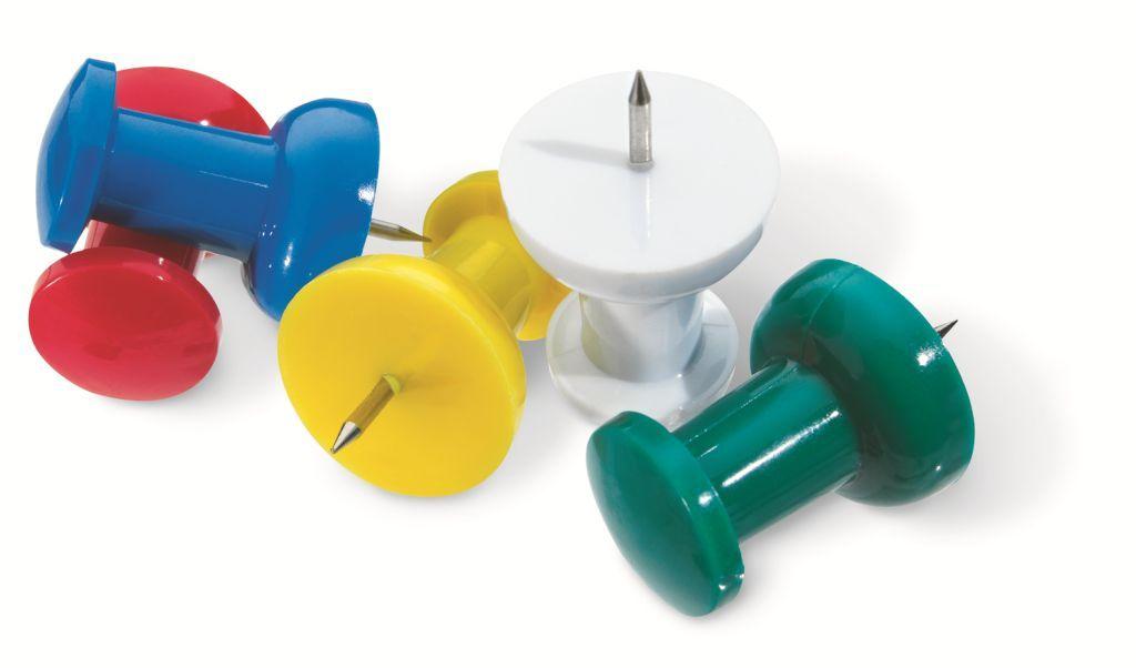 Officemate Giant Push Pins 1.5Inch, Assorted Colors, Tub of 12 (92902
