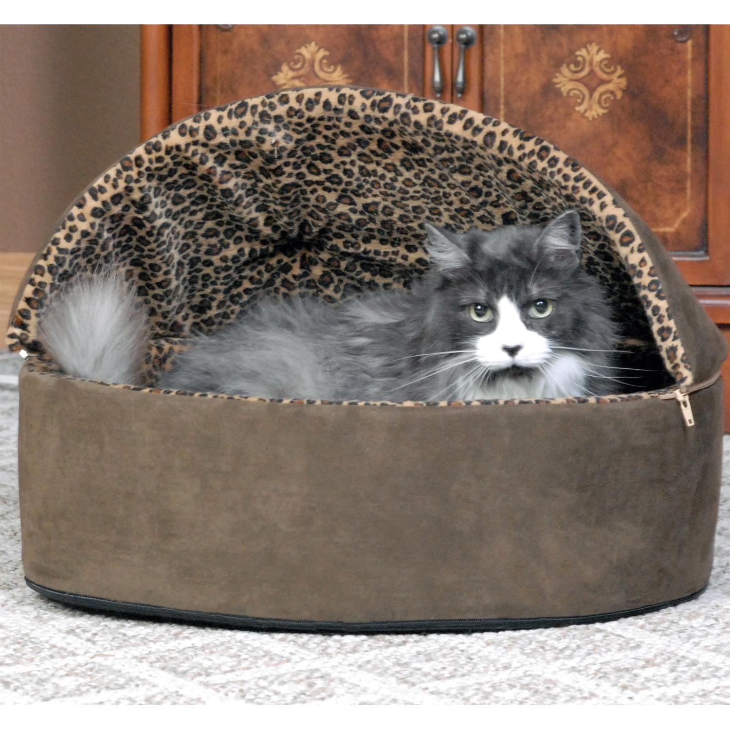 K&H Manufacturing ThermoKitty Deluxe Hooded Cat Bed, Small 16Inch, 4