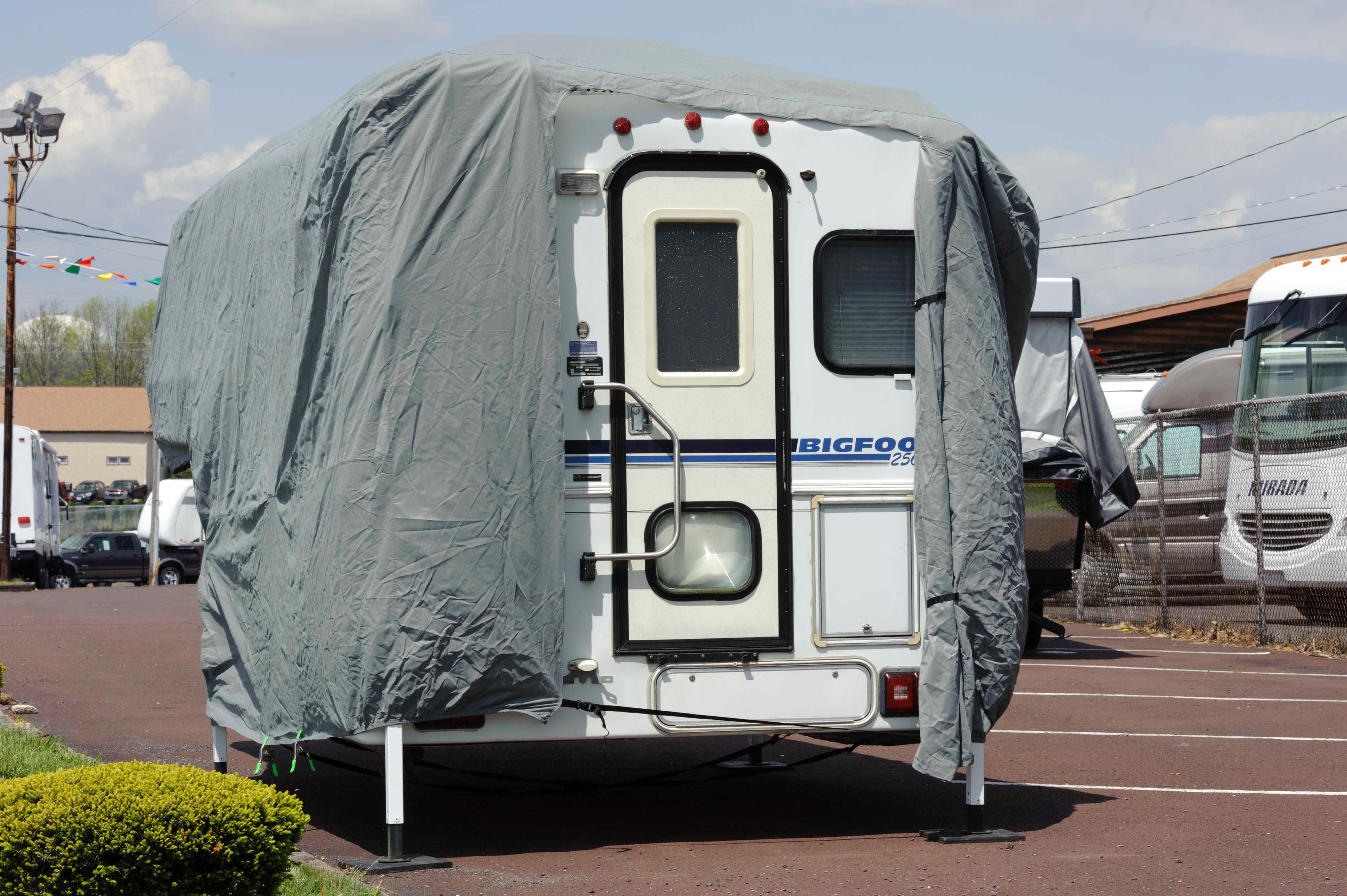 Budge RVRB70 Gray Standard Truck Camper Polypropylene RV Cover, RV
