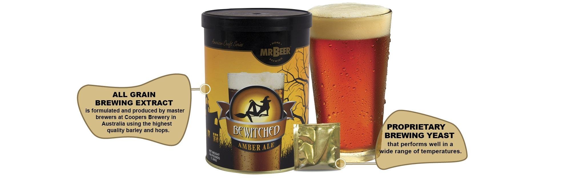 Mr. Beer Bewitched Amber Ale 2 Gallon Homebrewing Craft Beer Refill Kit