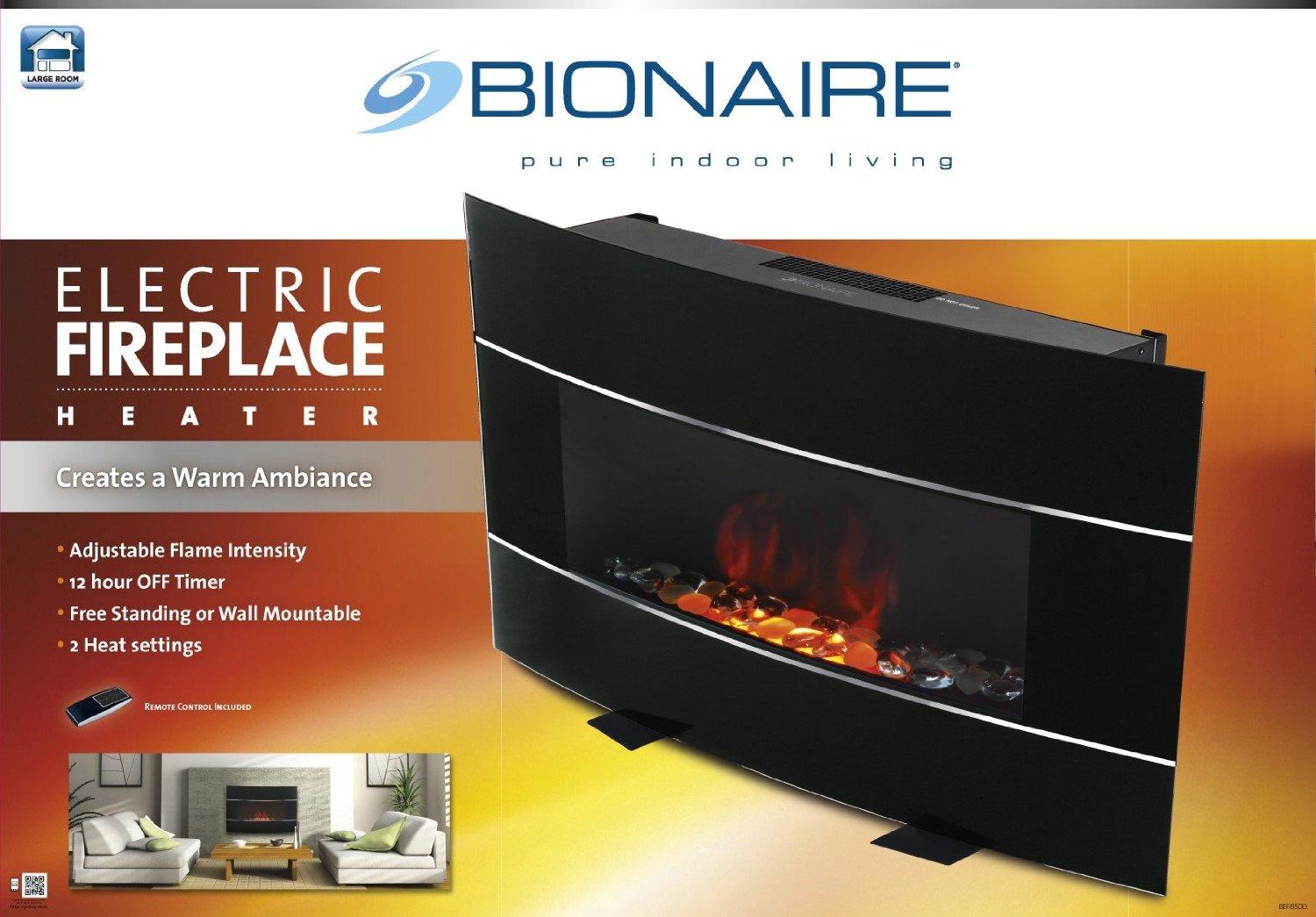 Bionaire Electric Fireplace Heater with Adjustable Flame Intensity
