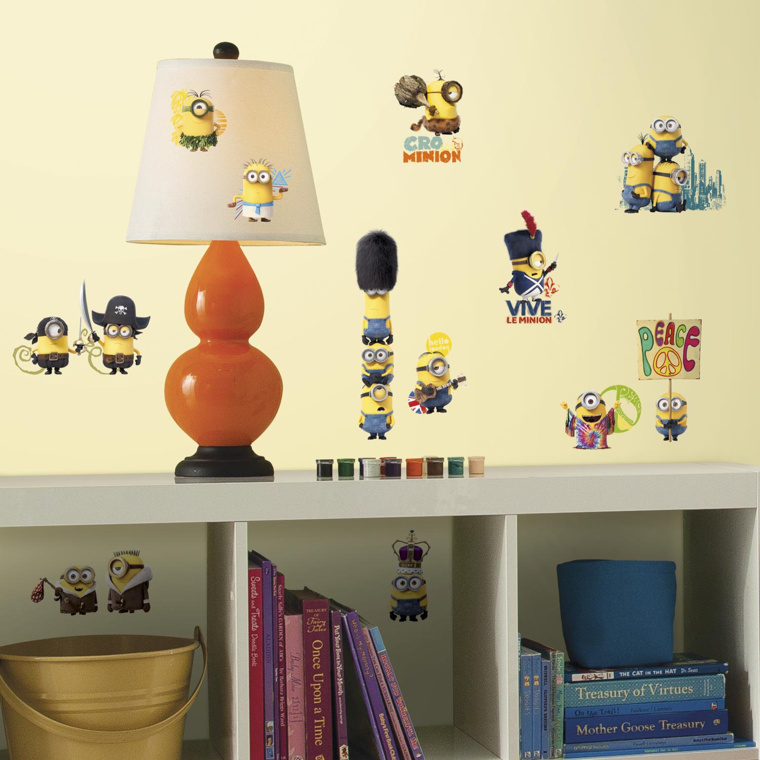 RoomMates RMK3000SCS Minions The Movie Peel and Stick Wall Decals, 16Count, Wall Stickers