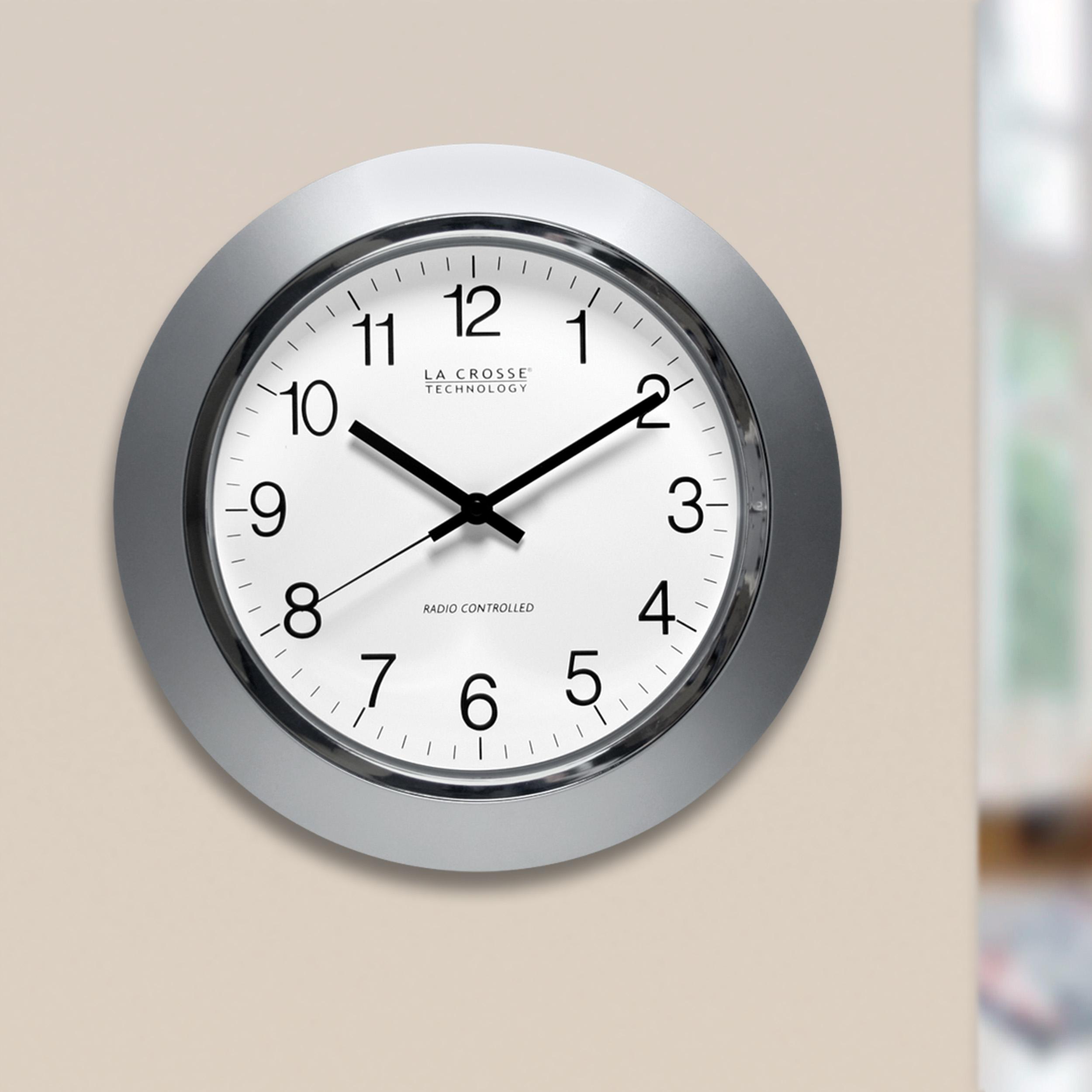 La Crosse Technology WT3144S 14 inch Atomic Analog Wall Clock Silver