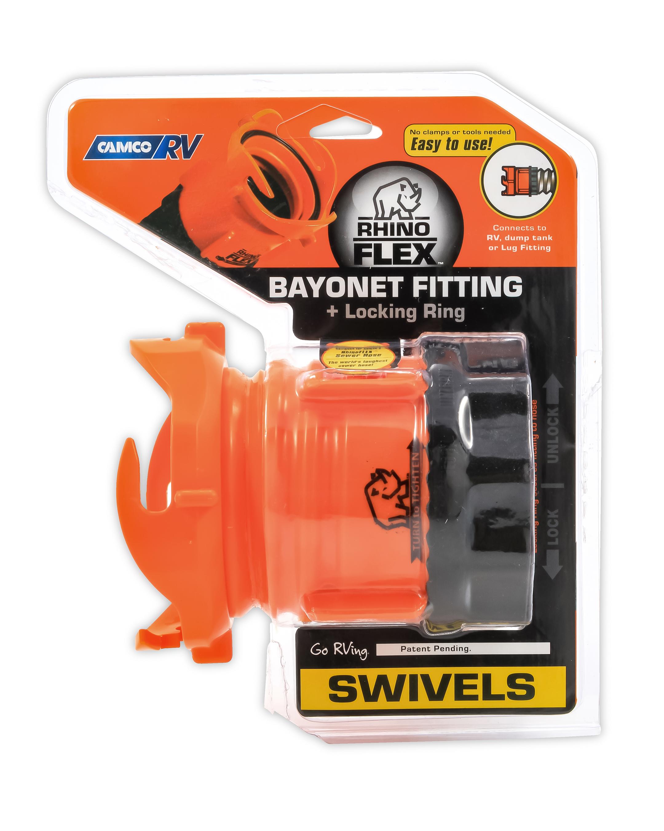 Camco 39783 RhinoFLEX RV Fitting with Locking Ring, Sewer Hoses