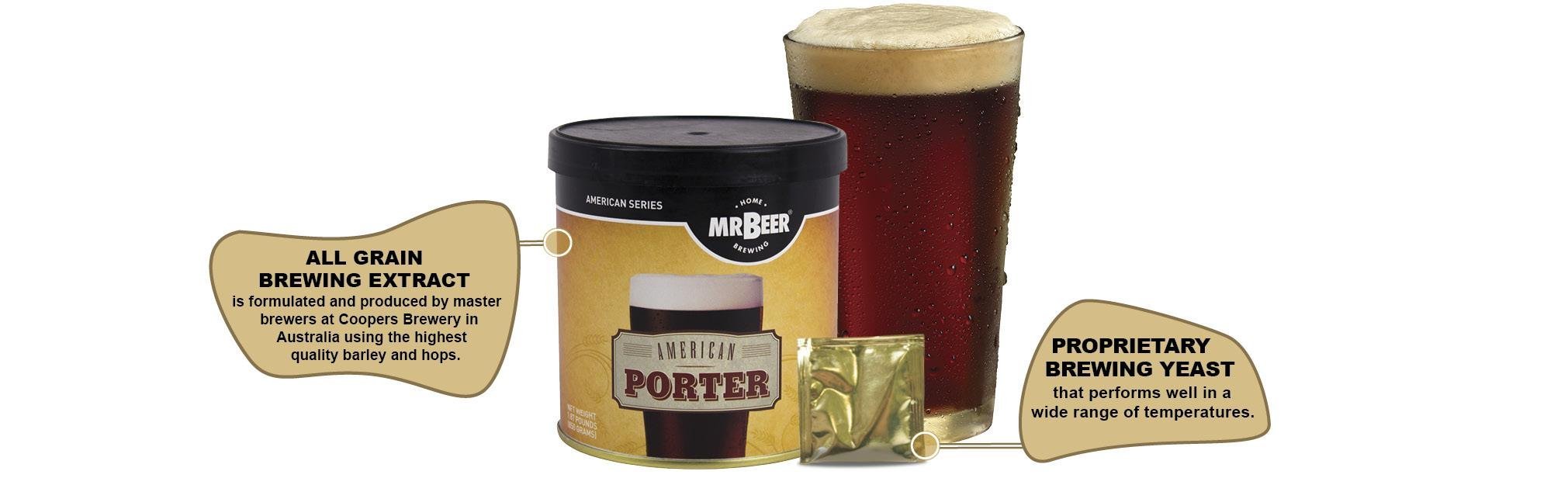 Mr. Beer American Porter 2 Gallon Homebrewing Craft Beer Refill Kit