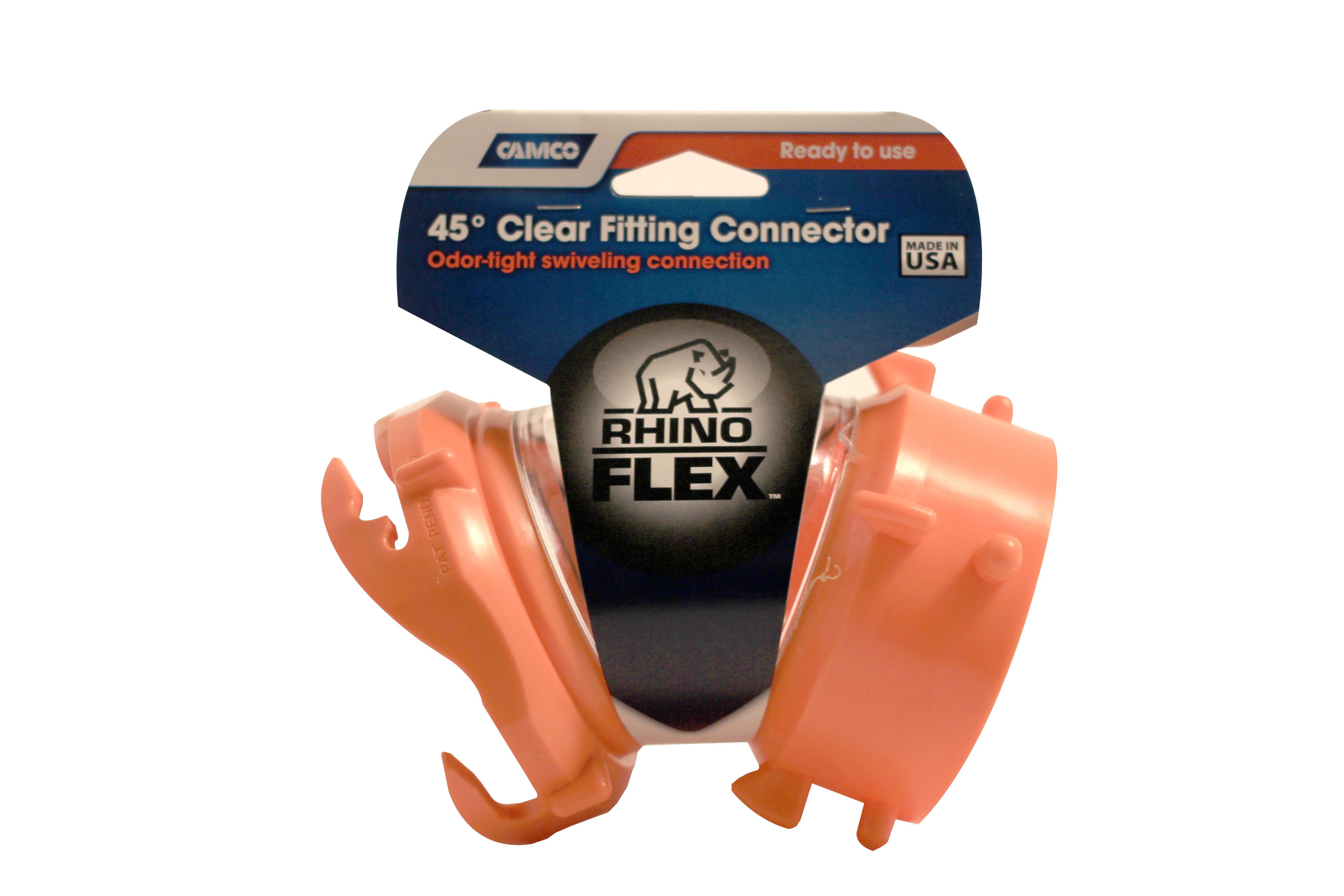 Camco 39847 Rhino Flex Clear 45Degree RV Sewer Hose Swivel Fitting