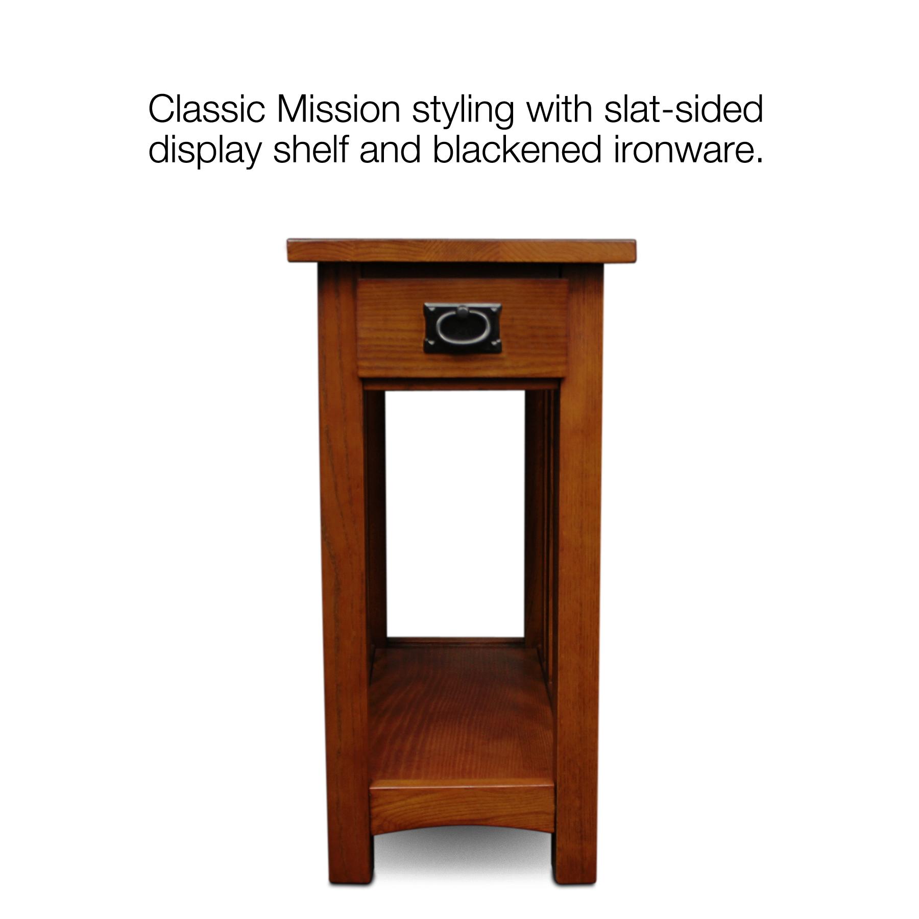 Leick Furniture Mission End Table with Shelf in Medium Oak Finish
