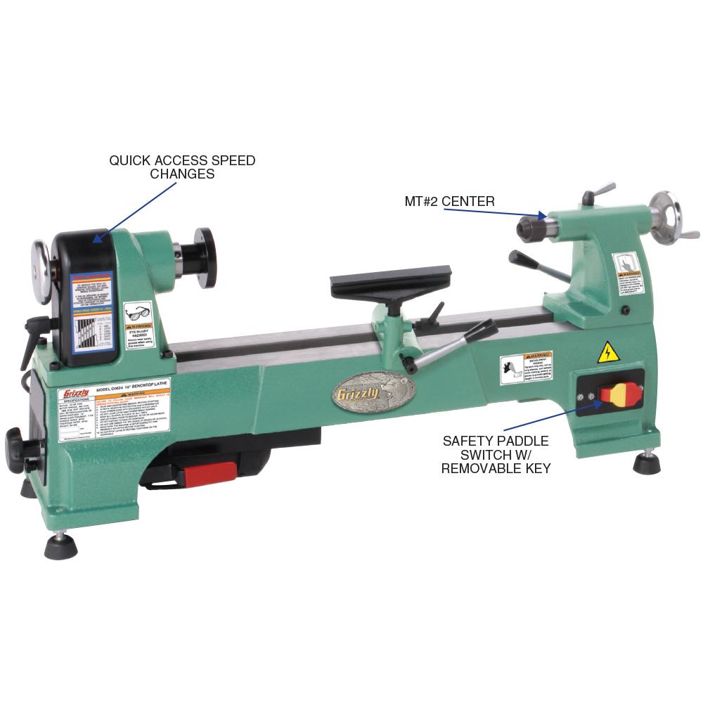 Grizzly MC254 Cast Iron Bench Top Wood Lathe, 10Inch Amazon.ca Tools