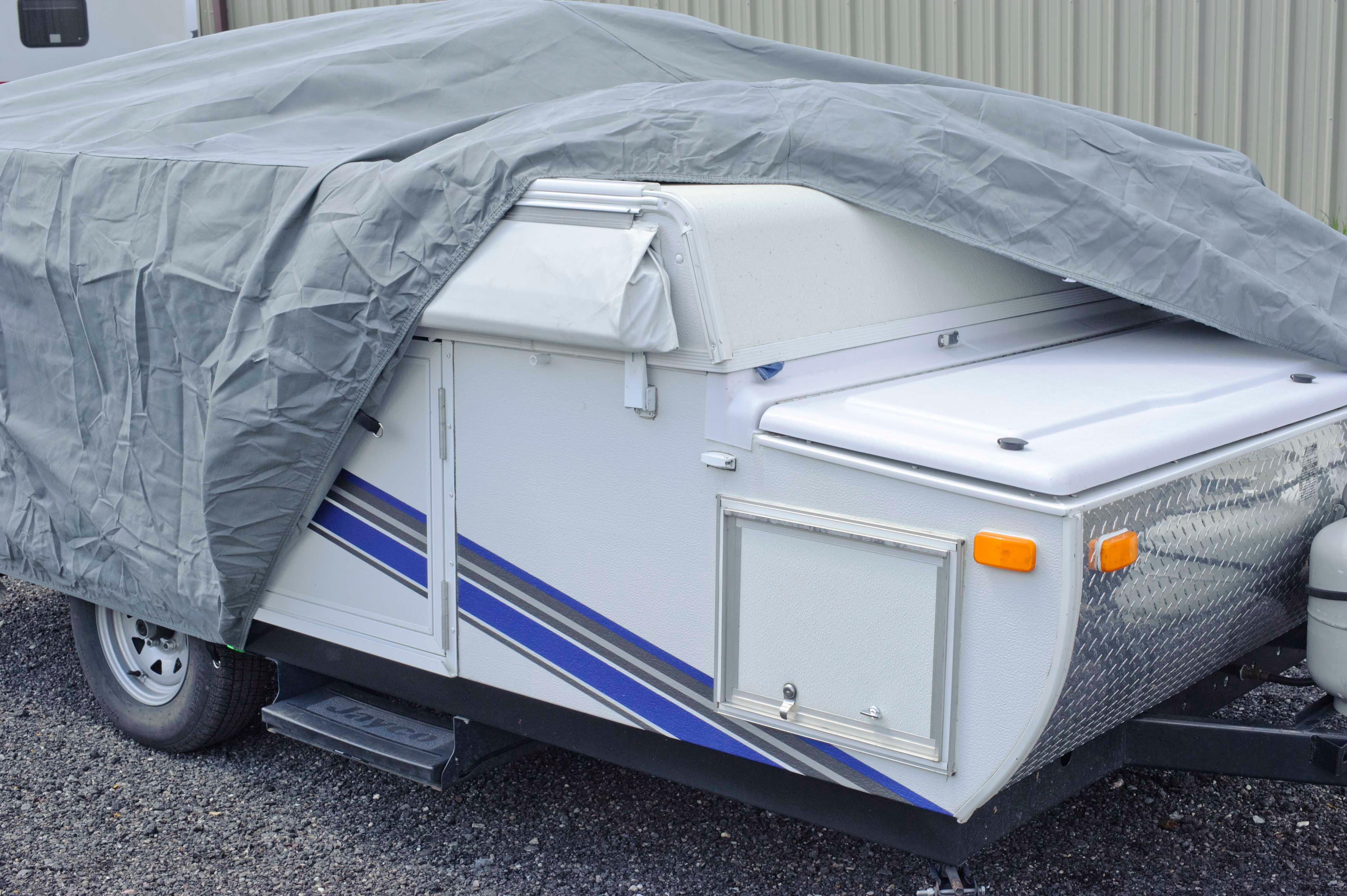 Budge RVRB62 Gray Standard Folding Camper Polypropylene RV Cover, RV