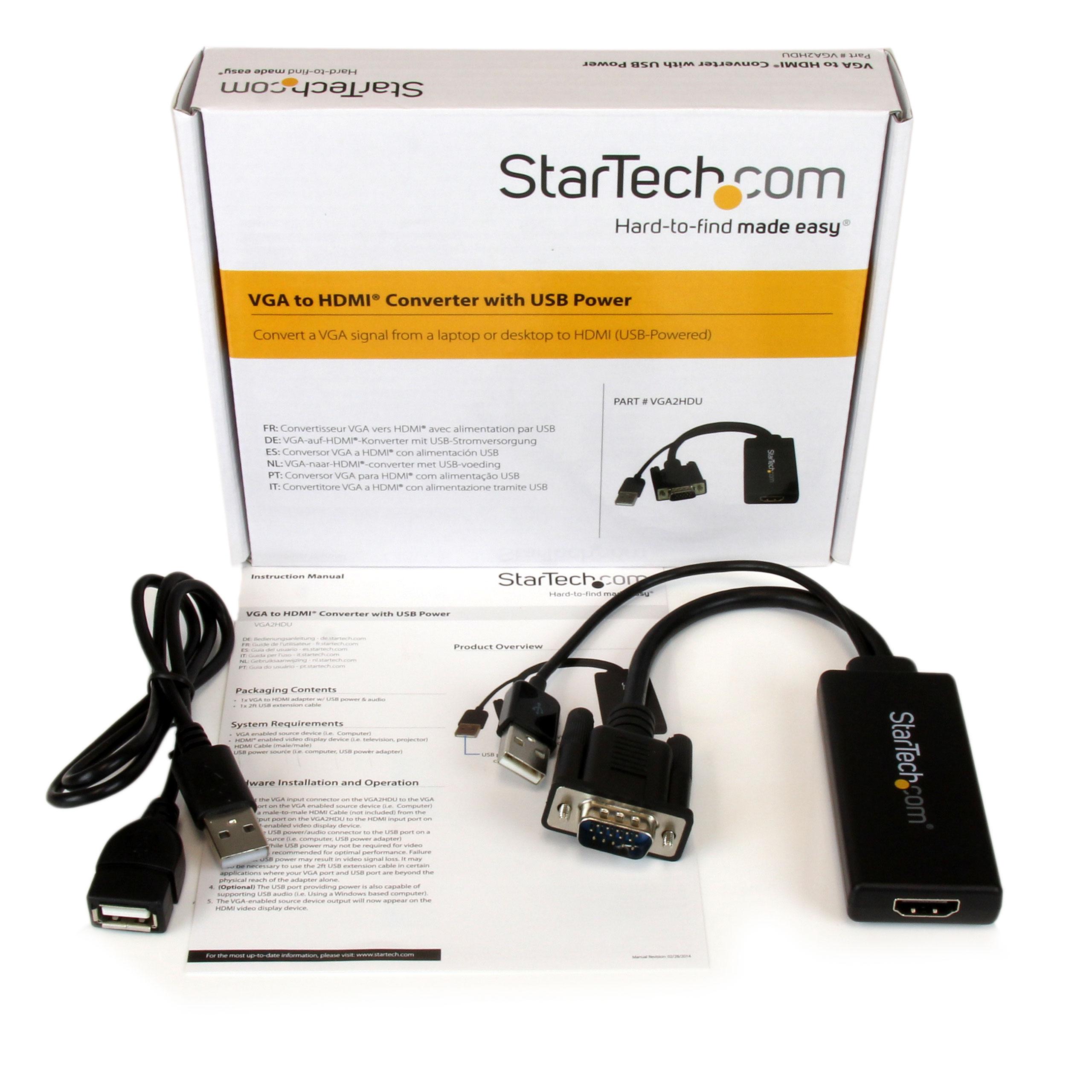 StarTech.com VGA2HDU 1080p VGA to HDMI Adapter with USB