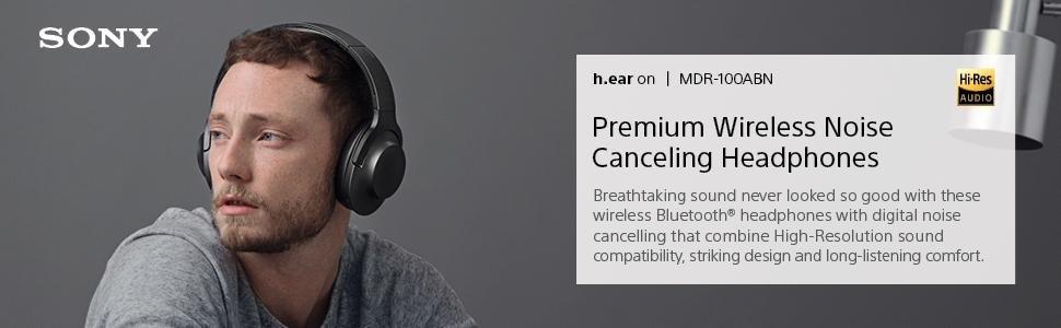 Sony H Ear On Wireless Noise Cancelling Hi Res Over Ear Headphones Black Mdr100abn B Amazon Ca Electronics