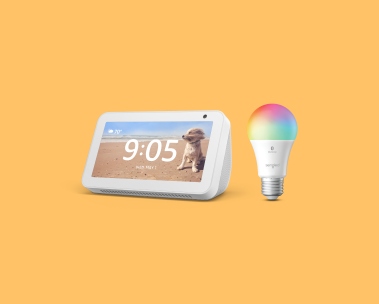 Echo Show 5 with Sengled Color Bulb, Sandstone