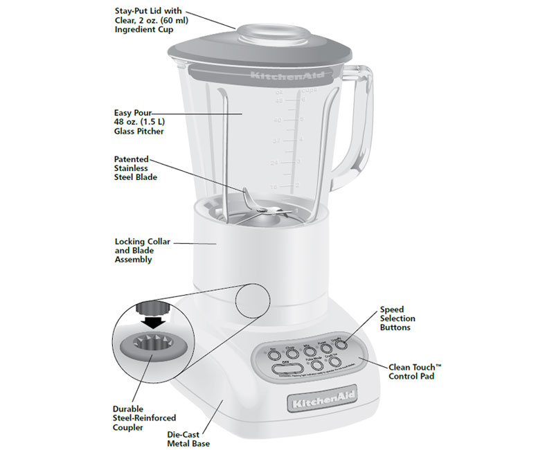 KitchenAid KSB585NK 5Speed Blender with Glass Jar, Brushed Nickel