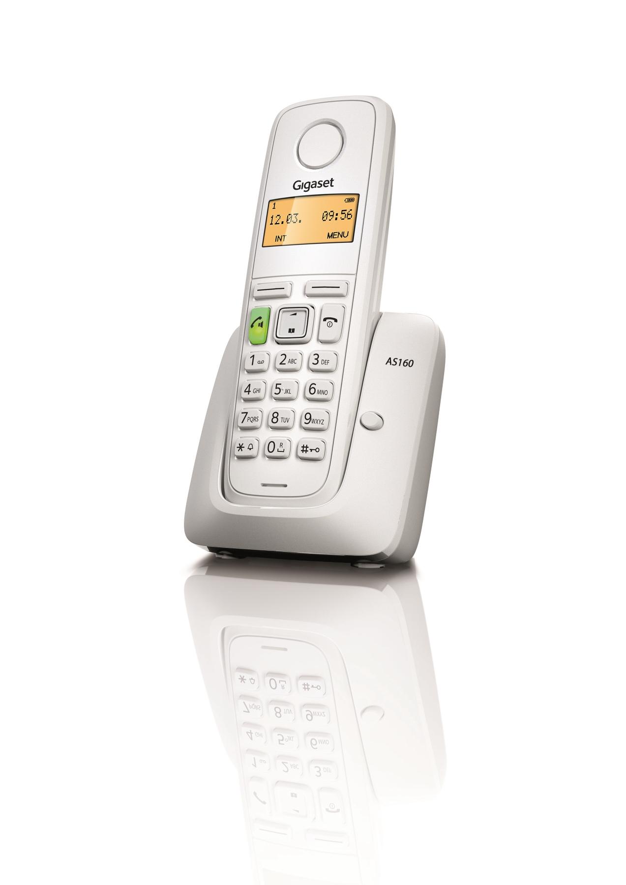 Gigaset AS160 Telefono Cordless, Vivavoce, Sveglia, Batterie Lunga