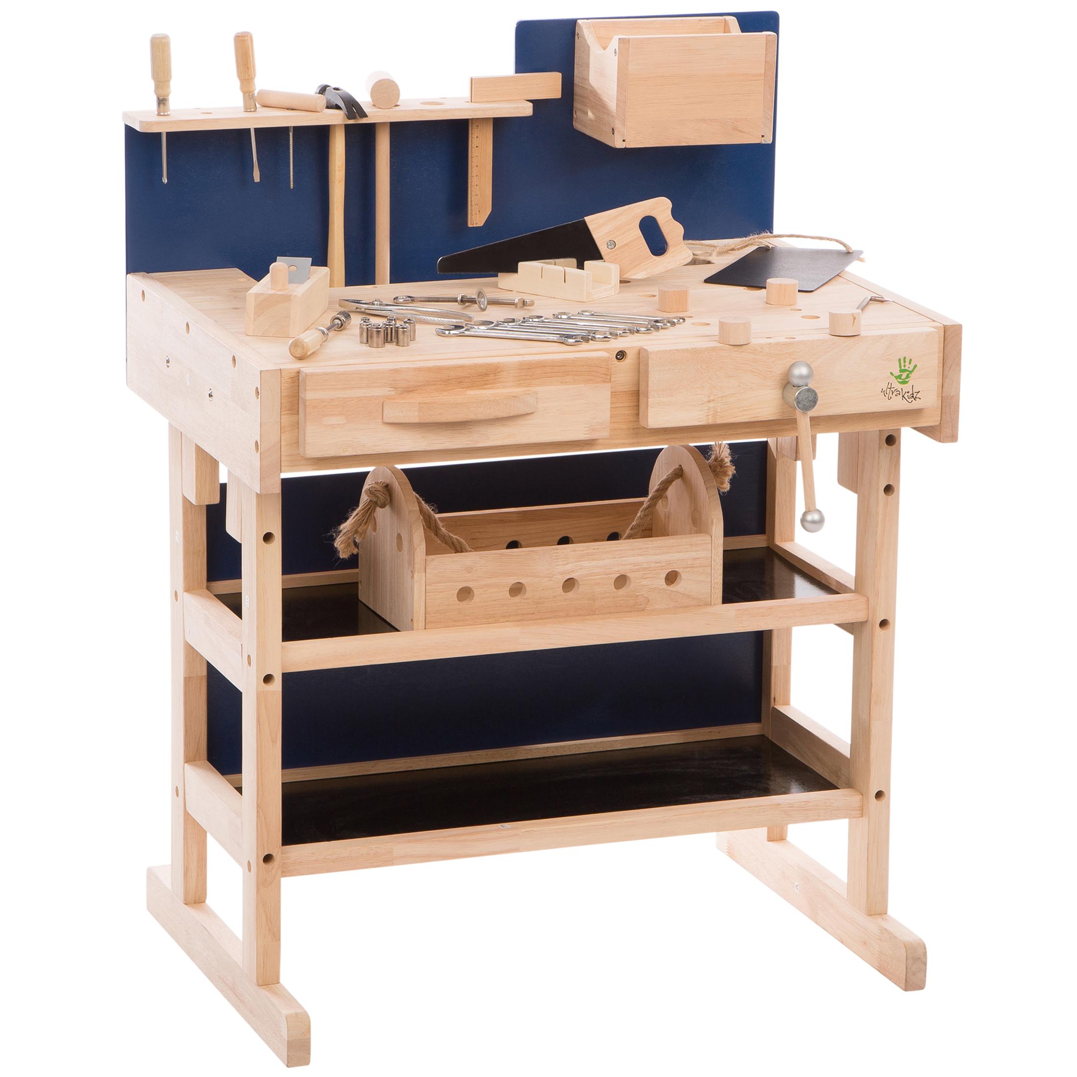 Ultrakidz Set Banco da Lavoro, in Legno Massiccio, con Cassetta degli