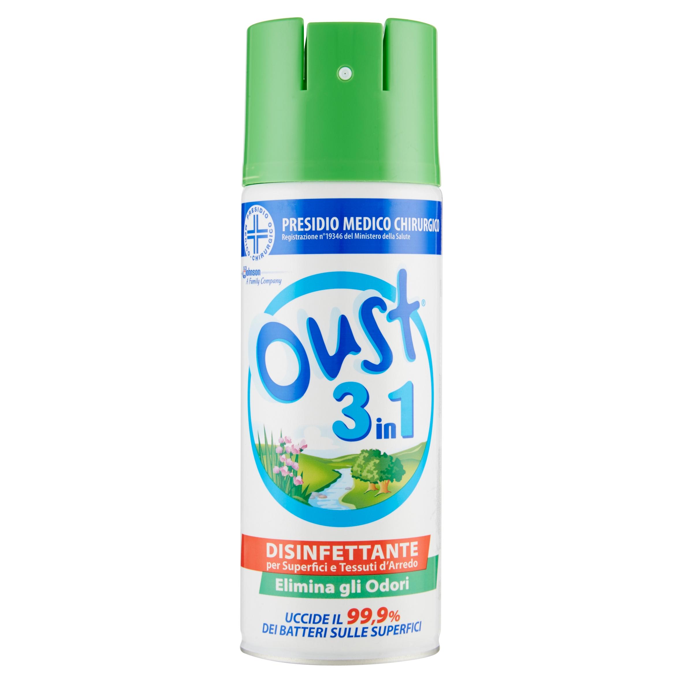 Spray Disinfettante OUST 3in1 - Elimina Odori E Uccide Germi, 3 Confezioni Da 400 Ml