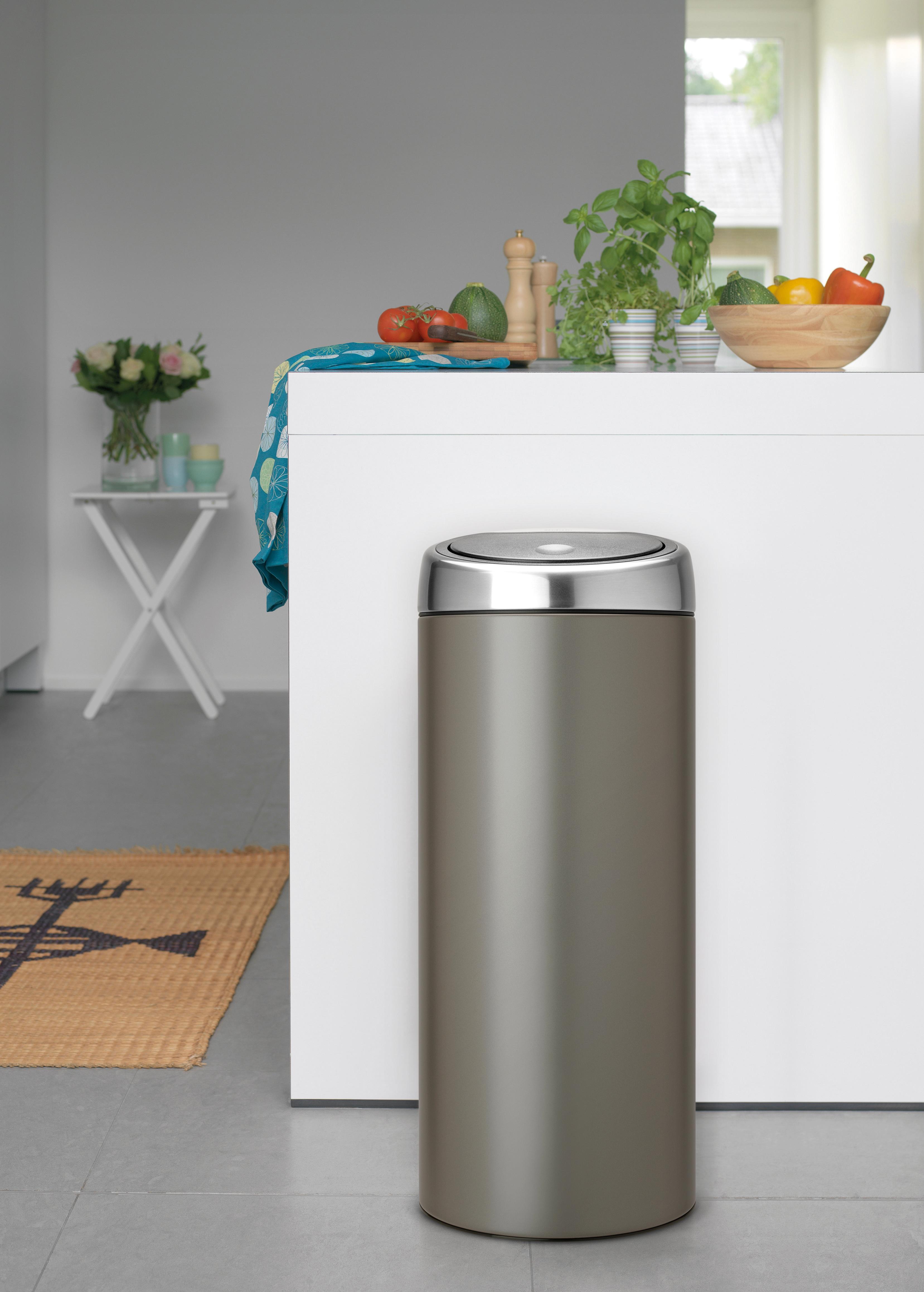 Brabantia Touch Bin Cubo de basura, 30 litros, cubo interior de