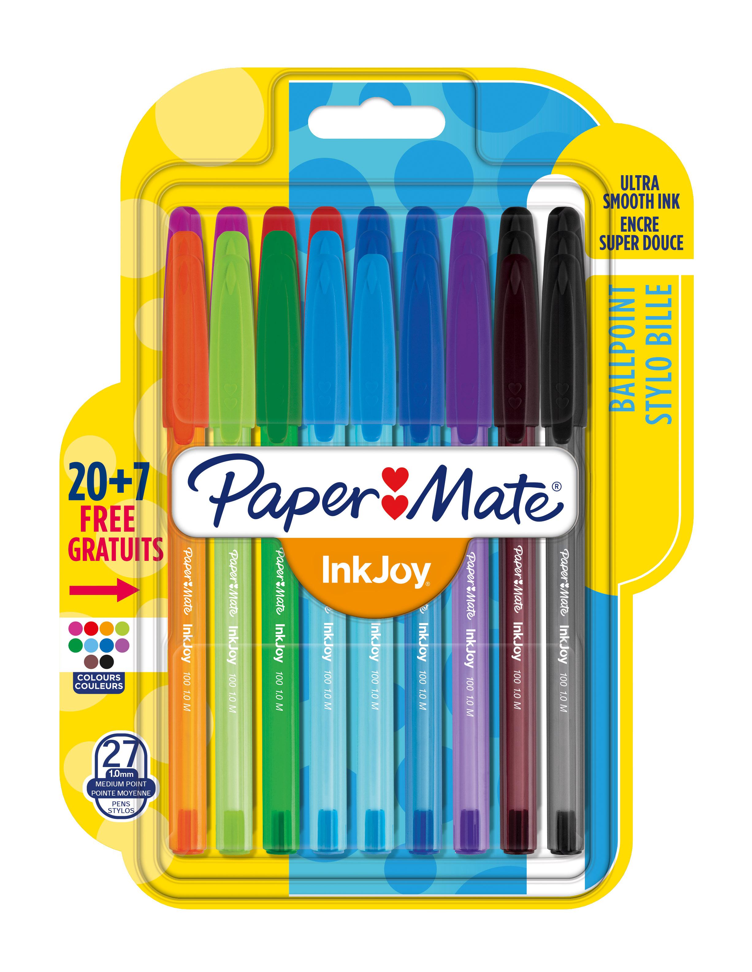 Penne A Sfera Papermate Inkjoy 100ST - Punta Media 1.0 Mm | 4 Penne Multicolori | Scrittura Fluida