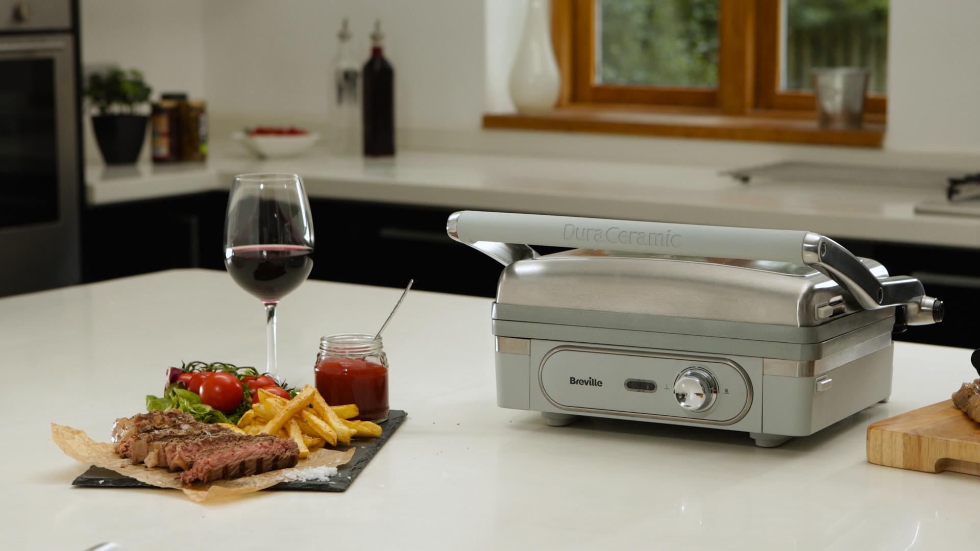 Breville DuraCeramic VHG026X Grill con revestimiento 1800w acabado inox, 1800 W, 0 Decibeles