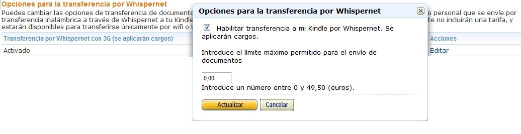 Image of Enabling/Disabling Whispernet Delivery options for personal documents in Manage Your Kindle