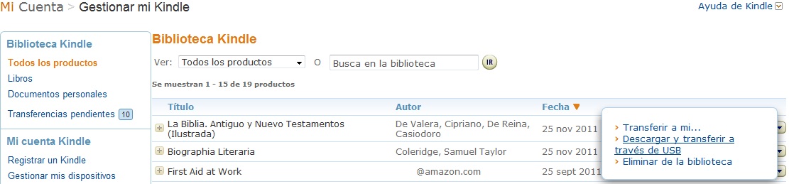 screenshot of actions menu to download items to your computer 
from Manage Your Kindle
