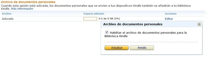 Description: Enable personal document archiving on the Manage Your Kindle page