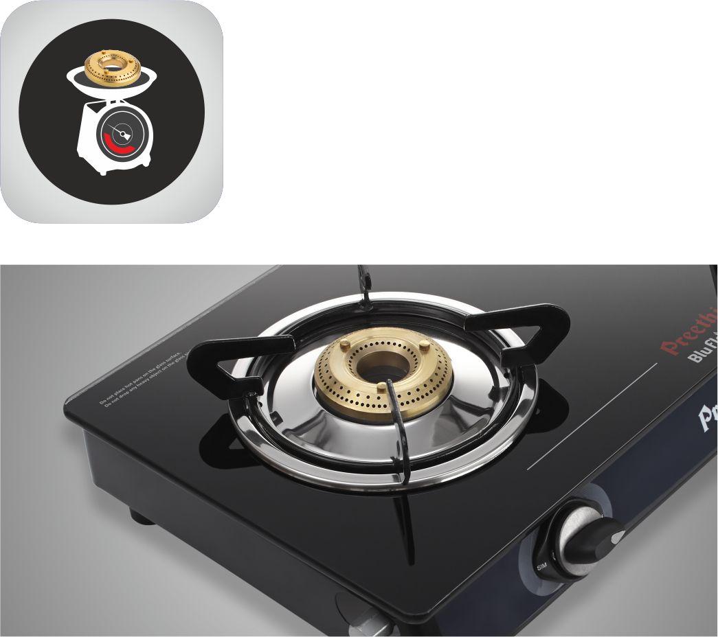 Buy Preethi Blu Flame Smart Glass Top 2Burner Gas Stove, Black Online
