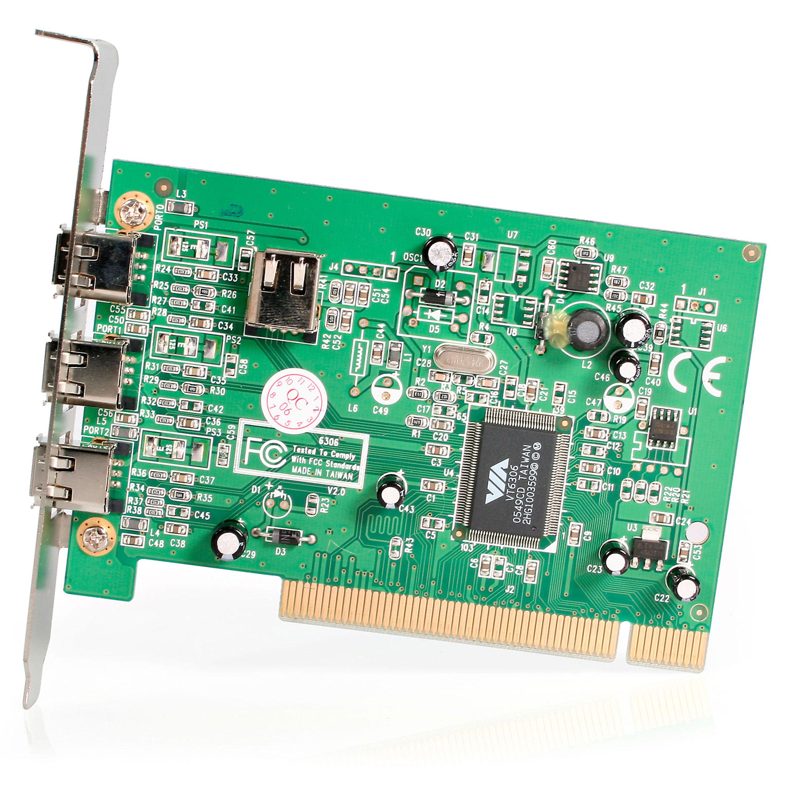 QNINE PCIe 3 Puertos 1394A Tarjeta de expansión Firewire, PCI Express