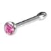 Body Candy Stainless Steel 1.7mm Rose Pink Nose Stud Bone Created with Crystal 20 Gauge 1/4