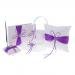 SunniMix Pieces of 5 Wedding Set Guest Book and Pen Stand Flower Girl Basket Ring Cushion Ring Holder Ring Bearer Garter Keepsake Memorial - Purple, as described