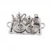 MonkeyJack 10 Pieces Silver Alloy Tea Lid Pot Cups Tray Set for 1:12 Dollhouse Miniatures Doll Home Furniture Decoration