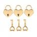 MagiDeal Set of 3 Vintage Heart Shape Padlock with Keys Suitcase Lock - Light Gold M