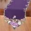 Elegant Embroidered Rose Table Linens, Purple, Runner