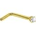14k Yellow Gold 2mm Clear Cubic Zirconia L-Shaped Nose Ring 18 Gauge