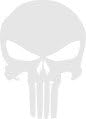 White Reflective Punisher Skull Decal (8"x5.75")